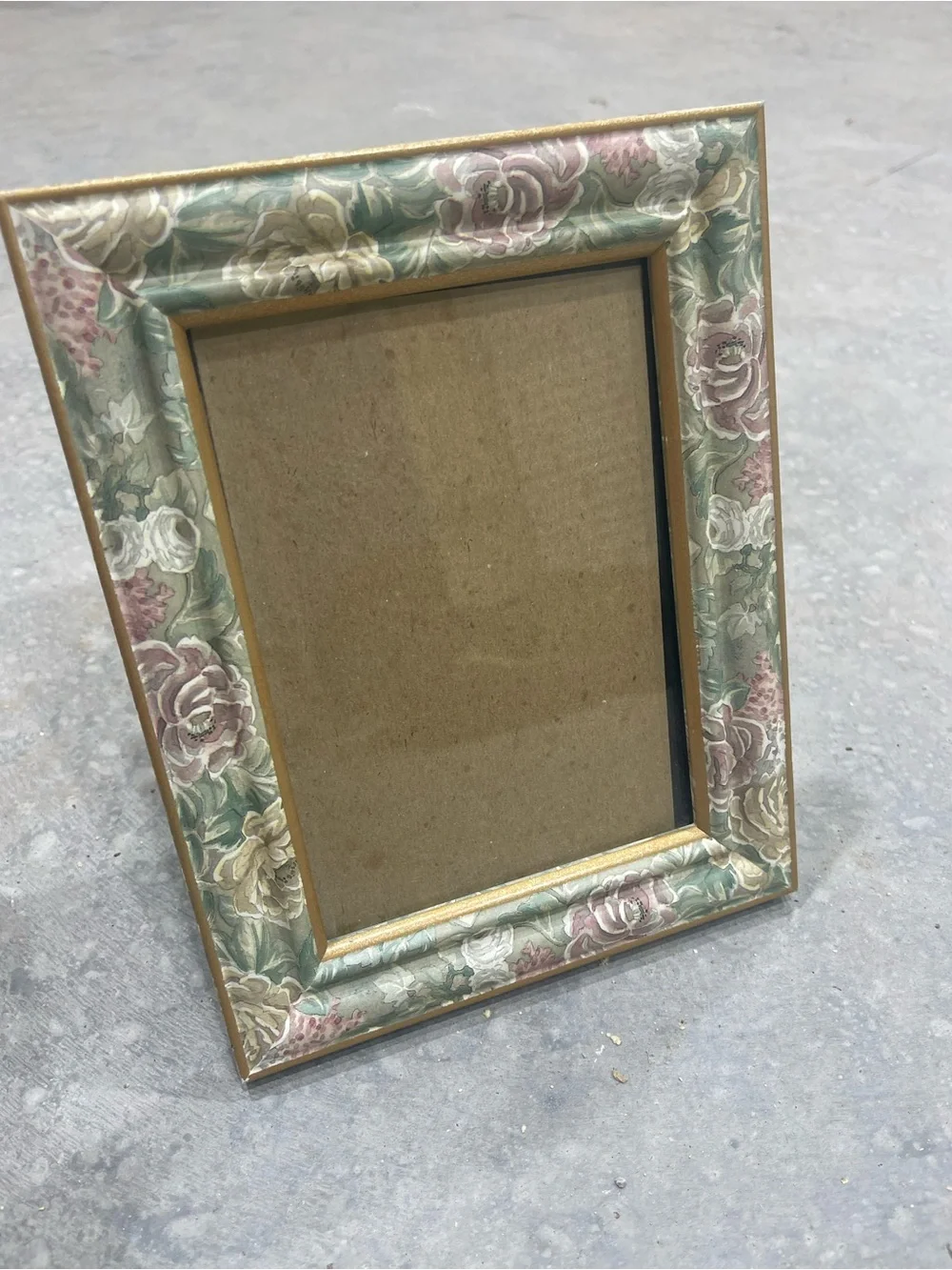Floral Cottagecore Pattern - Portrait Photo Frame - Green Pink White Gold